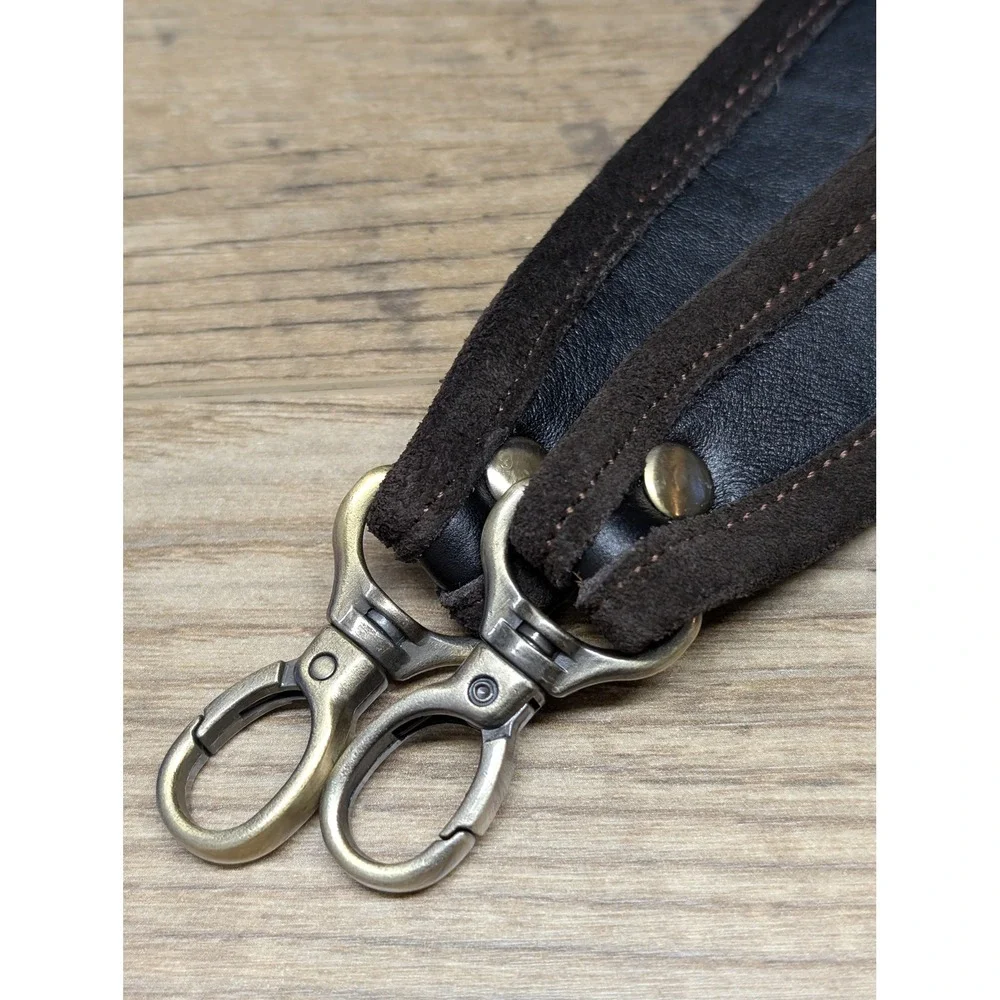 Brown Suede Leather Satchel Bag Top Handle with Detachable Strap‎